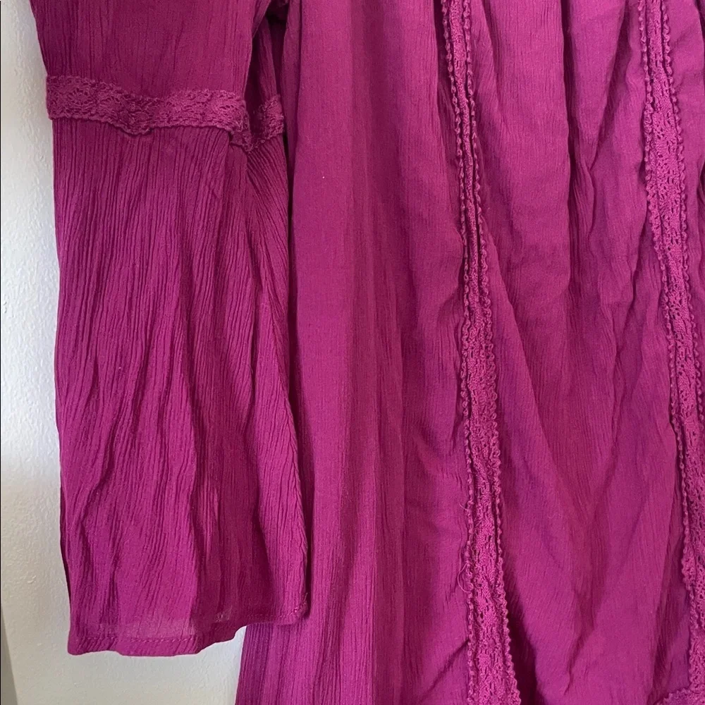 Terra & Sky|Boho Cold Shoulder Tiered Crochet 3/4 Sleeve Dress|1X|EUC - Picture 9 of 11